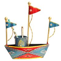 Beautiful handpainted pen holder in the shape of a boat
