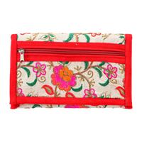 Cute little white and red color floral embroidery purse 