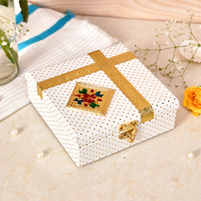 Elegant White and Gold Dry Fruit Box Best for Return Gift