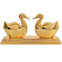 Golden colour kumkum holder in duck shape