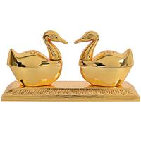 Golden colour kumkum holder in duck shape