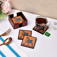 Hand-Painted Camel Wooden Coasters Set of 6 for return gifts