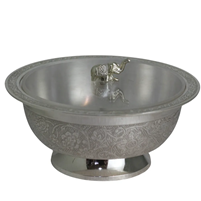 Handcrafted German Silver Floral Engraved Bowl has Glass Lid
