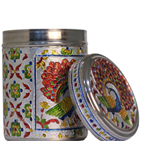 Handcrafted Steel Meenakari Peacock Box Decorative Storage