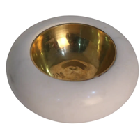 Handcrafted White Marble and Brass Diya Elegant Home Decor