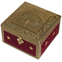 Handcrafted Wooden Velvet Metal Dry Fruit Box with Jars