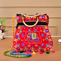 Indian Handmade Ethnic Embroidered Mirror Sling Crossbody Bag