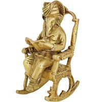 Lord Ganesha On Chair Handicrafts Of Metal