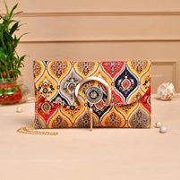 Multicolor Rajasthani Style Clutch, Crossbody, Vintage Envelope Bag