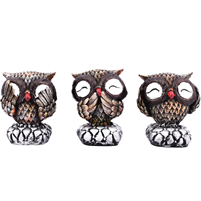 Polyester Resin Based Set Of Three Owl Statue For Decorating Purposes