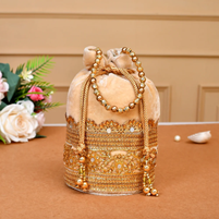 Royal Rajasthani Potli Bag Made Of Velvet With Zari And Mirror Work