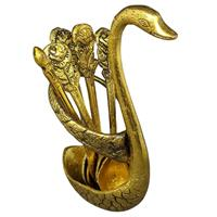 Swan shaped spoon holder with a metal base