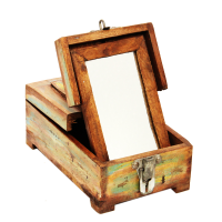 Antique Wood Crafted Makeup Box For Ladies