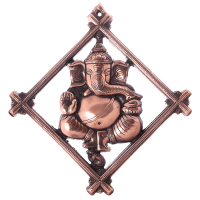 Lord Ganesha rhomboid metal wall hanging