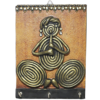 Wooden make key holder with tribal art work on it