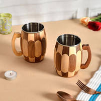 Wholesome Elegance Wooden Milk Cups for Daily Indulgence