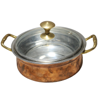 Brass made serving bowl with transparent lid