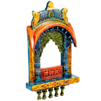 Colorful Traditional Rajasthani Bandhej Wooden Jharokha