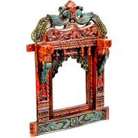 2 Peacock Traditional Rajasthani Wooden Crafted Jharokha