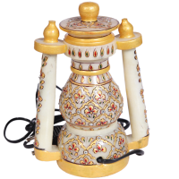 Decorative Marble Lantern with Floral Design Work 