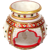 Decorative Traditional Marble Multicolor Candle Pot 