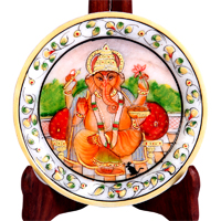 Decorative Marble Plate with Ganesh Figure For Home Decor