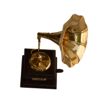 Decorative Miniature Gramophone in Wood and Brass 