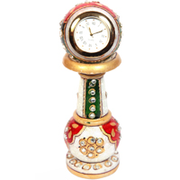 Marble Meenakari Handmade Decorative Items Pillar Watch