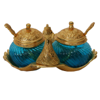 Two compartment peacock mouth freshener container