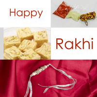 Elegant bhaiya rakhi with sohan papdi