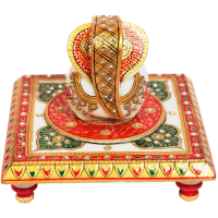 Marble Lord Ganesha In Handmade Craft Pooja Chowki Online