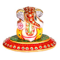 Marble Meenakari Crafted Lord Ganesha In Oval Plate Online