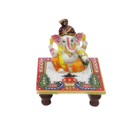 Marble Crafted Lord Ganesh Statue Sitting On Chowki Online