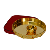 Golden Pooja Thali As German Silver Gift Items Online
