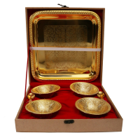 Handcrafted Gold Plated Bowl With Tray