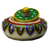 Green and blue marble sindoor holder