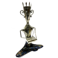 Seated Musician Showpiece Crafted With Wood & Metal Online