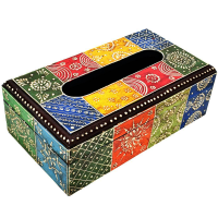 Multicolor Wooden Crafted Designer Tissue Box Online