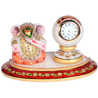 Oval Marble Handicraft Lord Ganesha n Table Watch Online