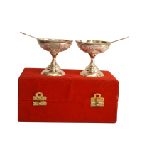 Pair of German Silver Ice-cream Bowls with Spoons 