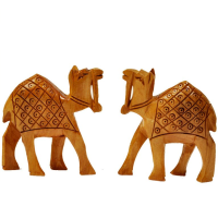 Pair of wooden camel