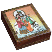 Radhe Krishna Wooden Gemstone Handicrafts Jewellery Box