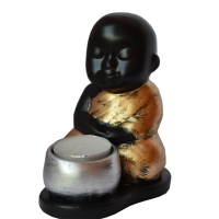 Resin Sitting Buddha With Tlite Candle