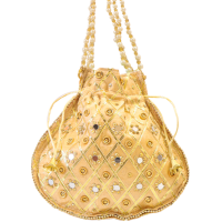 Beautiful Handcrafted Satin Potli Bag With Floral Designs
