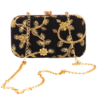 Gorgeously crafted black clutch with beautiful golden sequin detailing