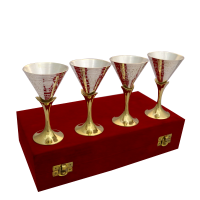 Set of Four Dual Tone Wine Glasses in German Silver 