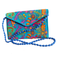 Side Sling Purse Bag in Vibrant Sky Colour With Handcrafted Design