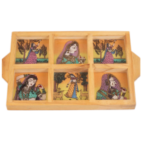 Six compartment Gemstone Painted Wooden Tray