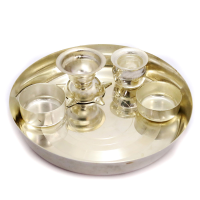 Stainless steel Puja plate set with liquor polish