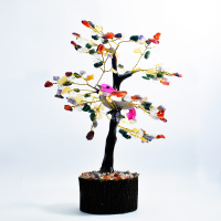 Stone Tree Made Of Wooden And Multicoloured Gemstone